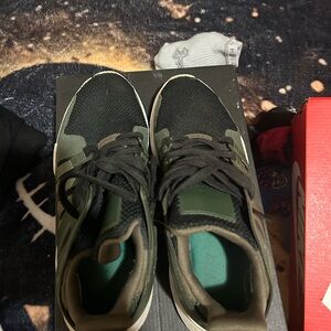 adidas Black and Green Sneakers with Mesh Upper